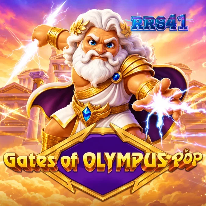 Interface de jogo do slot Gates of Olympus POP com símbolos de Zeus e multiplicadores